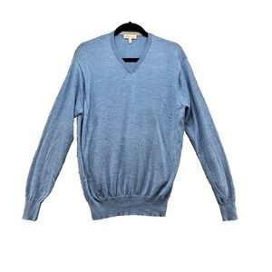 Peter Millar Wool Silk Sweater Jumper Mens Medium Blue Preppy Office Business